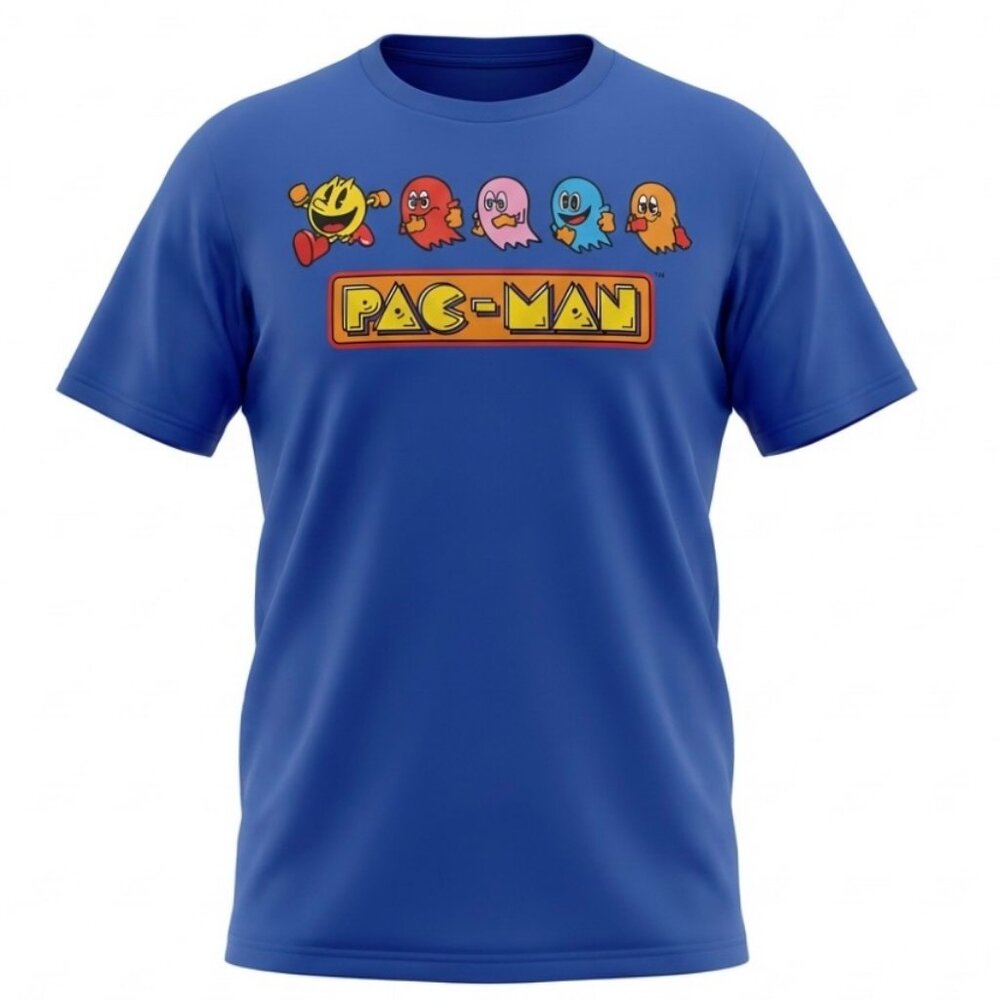 C-LIFE GROUP PacMan Graphic T-Shirt Tee Men XL Cobalt Blue Crew Neck Video Games